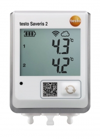 testo Saveris 2-T2 - bezprzewodowy rejestrator danych z wyświetlaczem i dwoma gniazdami dla zewnętrznych sond temperatury NTC lub czujników otwartych/zamkniętych drzwi